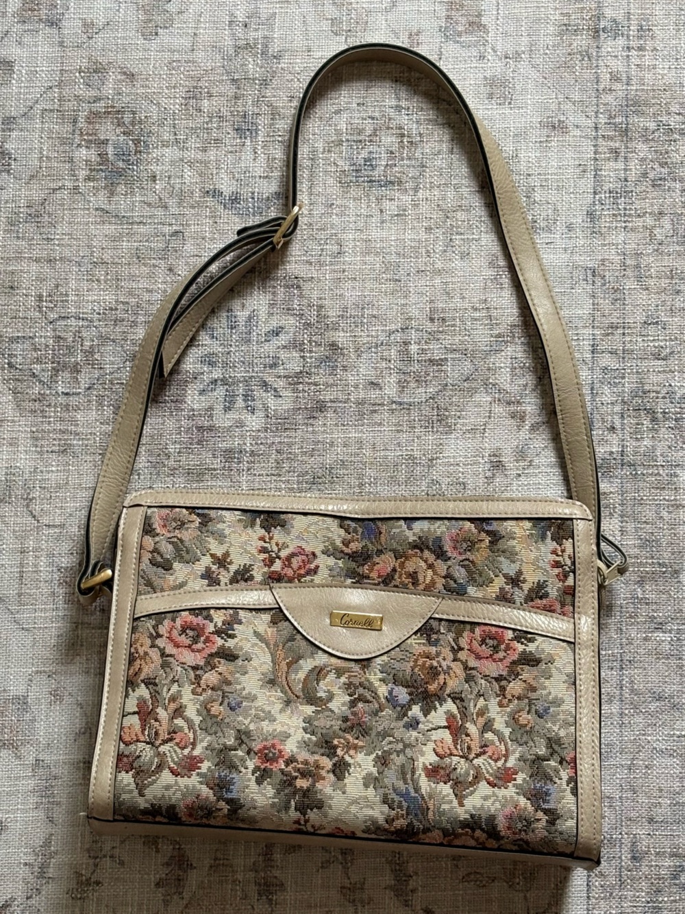April Cornell Beige Floral Tapestry Shoulder Bag - Picture 3 of 7